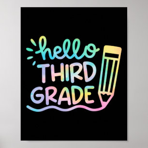 Hallo 3. Klasse Tie Dye Lehrer Kinder Zurück Zur S Poster