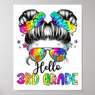 Hallo 3. Klasse Unordentliches Haarbunnen Mädchen Poster