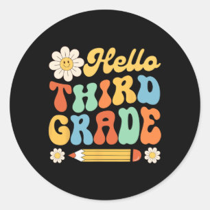 Hallo 3. Klasse zurück zum Lehrer Kinder Runder Aufkleber