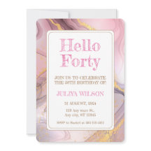 Hallo 40 Gold Glitzer Rosa Geburtstagsparty