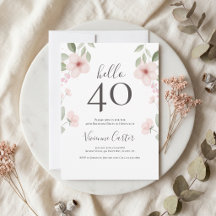 Hallo 40 Script Floral Wasserfarbe 40. Geburtstag