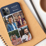 Hallo ! 4 Foto Collage Dark Blue Personalisiert Case-Mate iPhone Hülle<br><div class="desc">Erstellen Sie Ihre eigene individuelle Telefonzelle für iPhone 11 pro max und viele andere Modelle. Das Design verfügt über eine Grid-Stil Foto Collage mit 4 Ihrer Lieblings-Fotos, Ihren Namen und das Wort hallo! Die Fotovorlage ist für Sie bereit, um Ihre Fotos hinzuzufügen, und arbeitet im Uhrzeigersinn von oben verlassen. Das...</div>