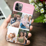 Hallo ! 4 FotoCollage Hübsch rosa Personalisiert Case-Mate iPhone Hülle<br><div class="desc">Erstellen Sie Ihre eigene individuelle Telefonzelle für iPhone 11 pro max und viele andere Modelle. Das Design verfügt über eine Grid-Stil Foto Collage mit 4 Ihrer Lieblings-Fotos, Ihren Namen und das Wort hallo! Die Fotovorlage ist für Sie bereit, um Ihre Fotos hinzuzufügen, und arbeitet im Uhrzeigersinn von oben verlassen. Das...</div>