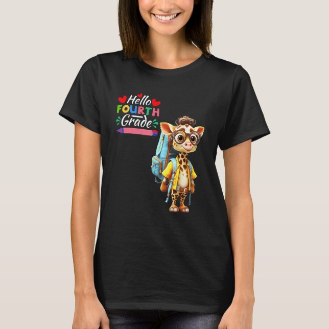 Hallo 4. Grade Giraffe T-Shirt (Vorderseite)