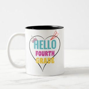 Hallo 4. Klasse Bestes Geschenk für den 1. Schul Zweifarbige Tasse