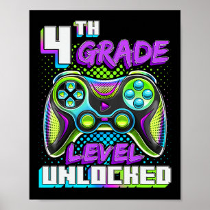 Hallo 4. Klasse Level freigeschaltetes Videospiel  Poster