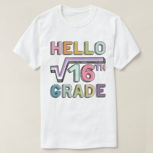 Hallo 4. Klasse Lustiges Quadratwurzel von 16 Math T-Shirt
