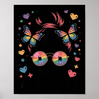 Hallo 4. Klasse Messy Hair Bun Girl Zurück zur Sch Poster