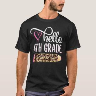 Hallo 4. Klasse rosa Leopardenstift zurück nach Sc T-Shirt