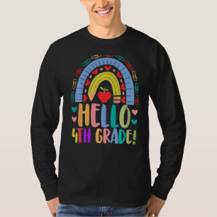 Hallo 4. Klasse Schule Rainbow Grade Acedamic T-Shirt