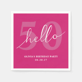 Hallo 50 | Bold Hot Pink 50. Geburtstag Custom Serviette