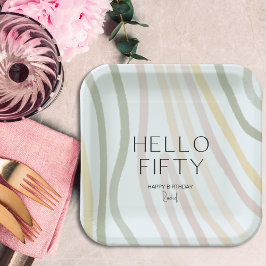 Hallo 50 einfache 50. Geburtstagspapierplatte Pappteller