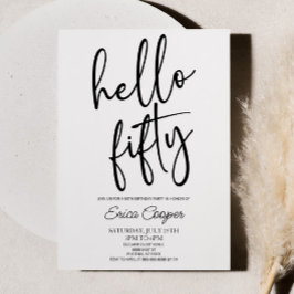 Hallo 50 Minimal Elegant 50. Geburtstagsparty Einladung