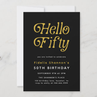 Hallo 50 Modern Retro 50. Geburtstag Einladung