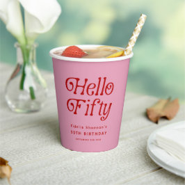 Hallo 50 Retro 50. Geburtstagsparty Pappbecher