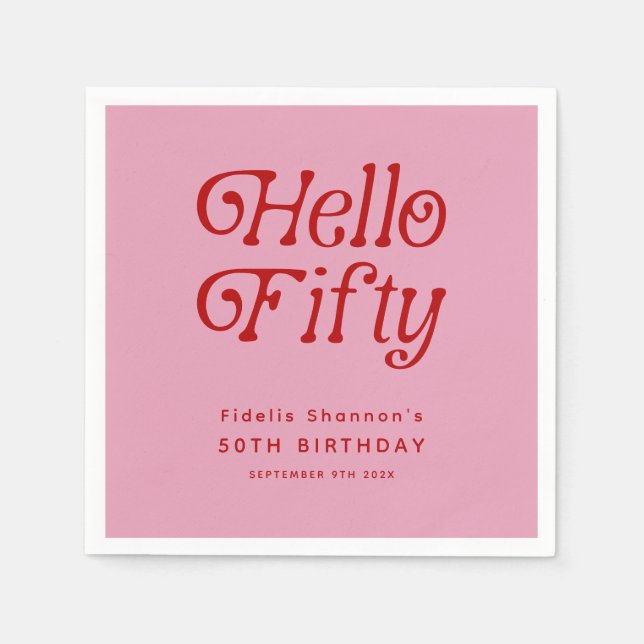 Hallo 50 Retro 50. Geburtstagsparty Serviette (Vorderseite)