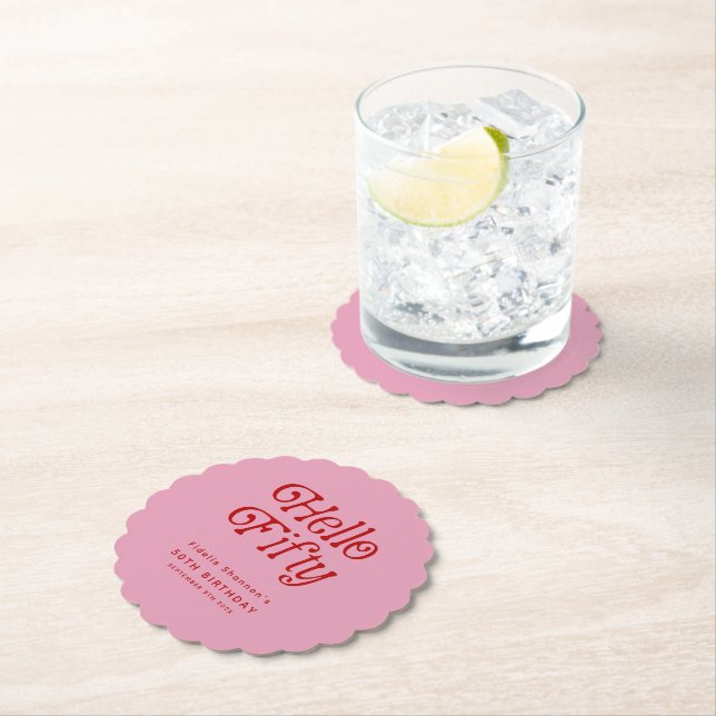 Hallo 50 Retro 50. Geburtstagsparty Untersetzer (Vor Ort)