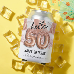 Hallo 50 Rosa Glitzer Geburtstagsballons Dosenkühler