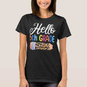 Hallo 5. Klasse Lehrer Erster Tag der Schule Leopa T-Shirt