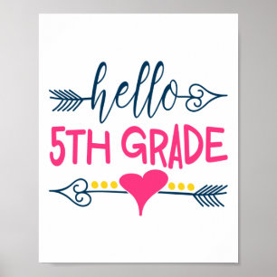 Hallo 5. Klasse Lehrer Kinder Zurück Zur Schule Ge Poster