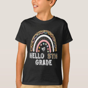 Hallo 5. Klasse Leopard Regenbogen Fünfte Klasse T T-Shirt