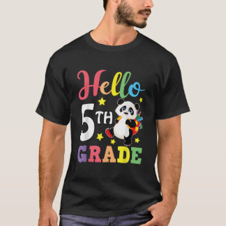 Hallo 5. Klasse Panda Rückkehr zur Schule Schüler T-Shirt