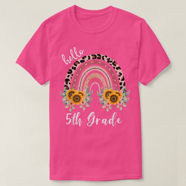 Hallo 5th Grade Shirt, Sonnenblumen Regenbogenlehr T-Shirt (Design vorne)