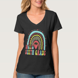 Hallo 6. Sechstklässler-Lehrer Regenbogen Boho Zur T-Shirt