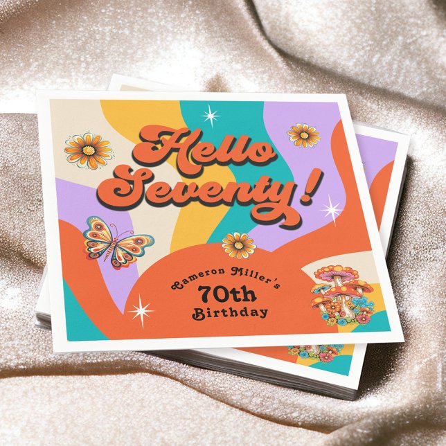 Hallo 70 Groovy 70's Geburtstagsparty Serviette (Von Creator hochgeladen)