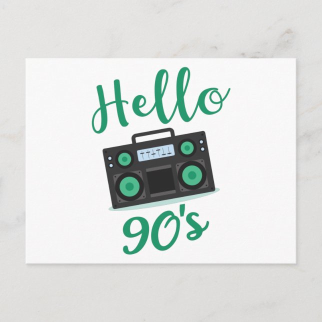 Hallo 90er Radiokassettenrekorder Postkarte (Vorderseite)