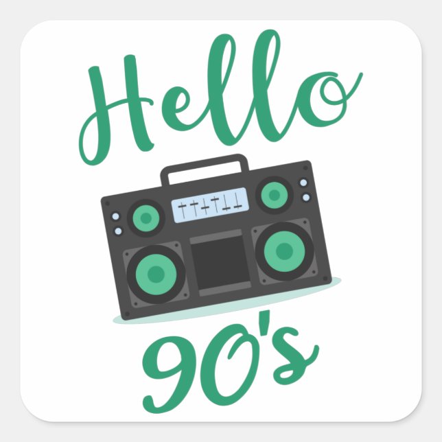 Hallo 90er Radiokassettenrekorder Quadratischer Aufkleber (Vorderseite)