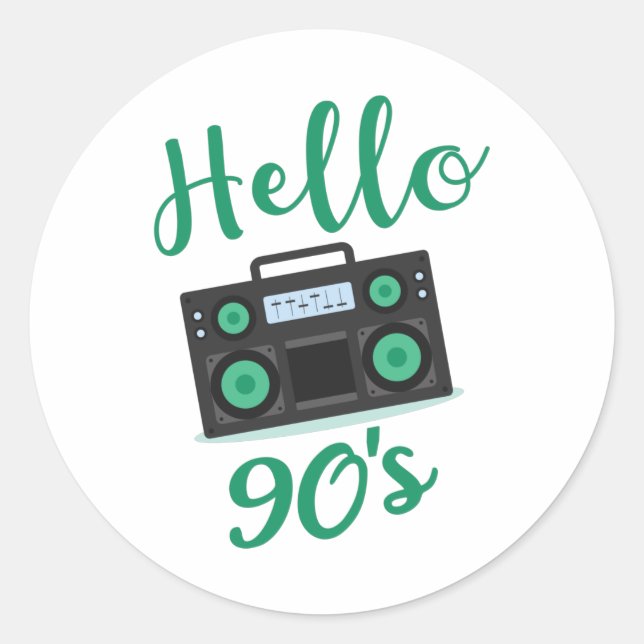 Hallo 90er Radiokassettenrekorder Runder Aufkleber (Vorderseite)