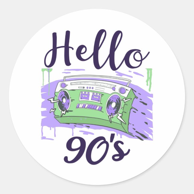 Hallo 90er Radiokassettenrekorder Runder Aufkleber (Vorderseite)
