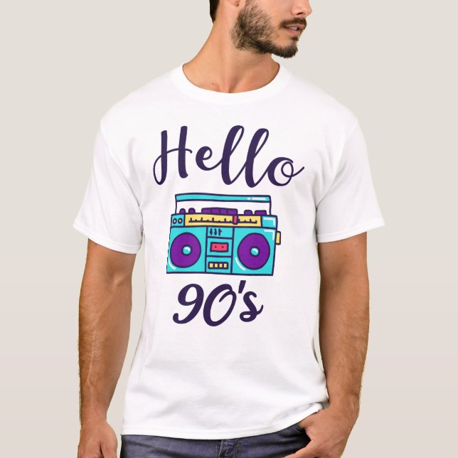 Hallo 90er Radiokassettenrekorder T-Shirt (Vorderseite)