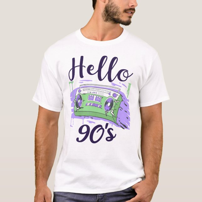 Hallo 90er Radiokassettenrekorder T-Shirt (Vorderseite)