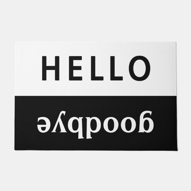 Hallo Abschied schwarz und weiß Fußmatte (Vorderseite)