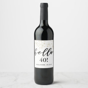 Hallo "Age Number" Custom Birthday Wine Beer Weinetikett