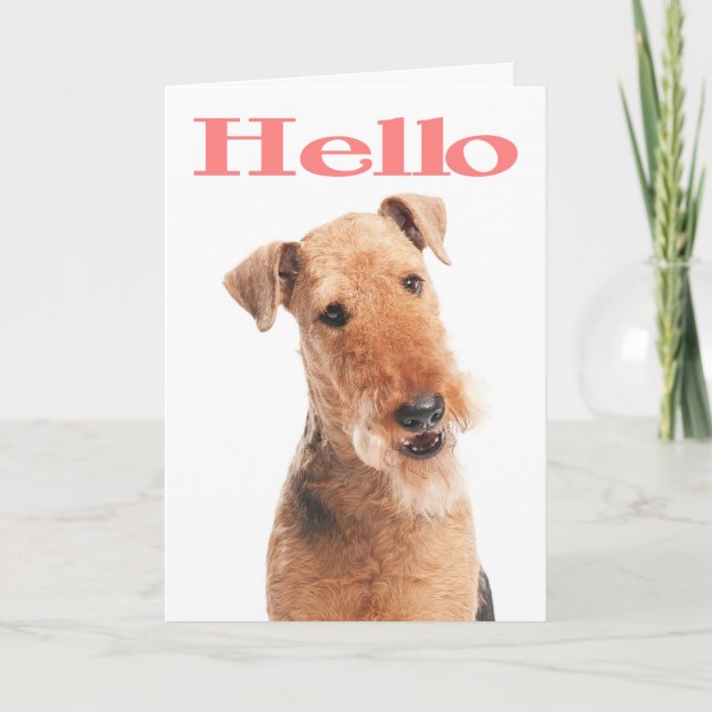 Hallo Airedale Welpe Hund Grußkarte - Verse Karte (Vorderseite)