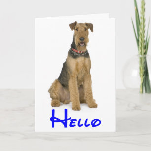 Hallo Airedale Welpen Hund Karte - Vers