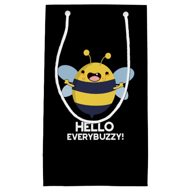 Hallo allbuzzy Funny Bee Pun Dark BG Kleine Geschenktüte (Vorderseite)