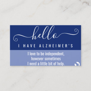 Hallo-Alzheimer-Bewusstsein und Notkontakt Visitenkarte