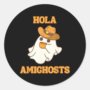 Hallo Amighosts Lustiger Spanischer Halloween-Cowb Runder Aufkleber