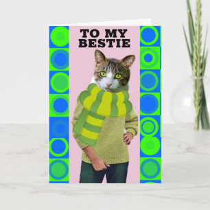 HALLO AN BESTEN FREUND LUSTIGE KATZE GRUßKARTE KARTE