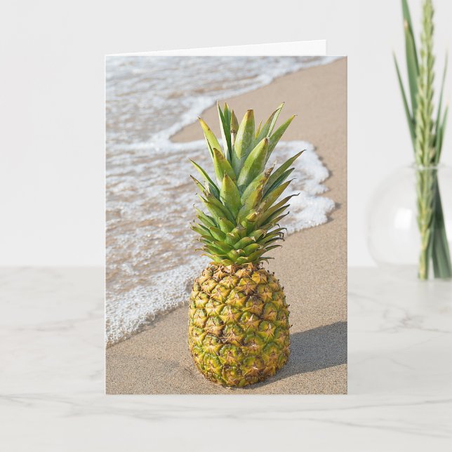 Hallo Ananas auf Strand für Freund Karte (Vorderseite)