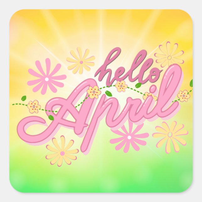Hallo April | Begrüßung Quadratischer Aufkleber (Vorderseite)