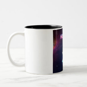 Hallo aus dem All. Zweifarbige Tasse