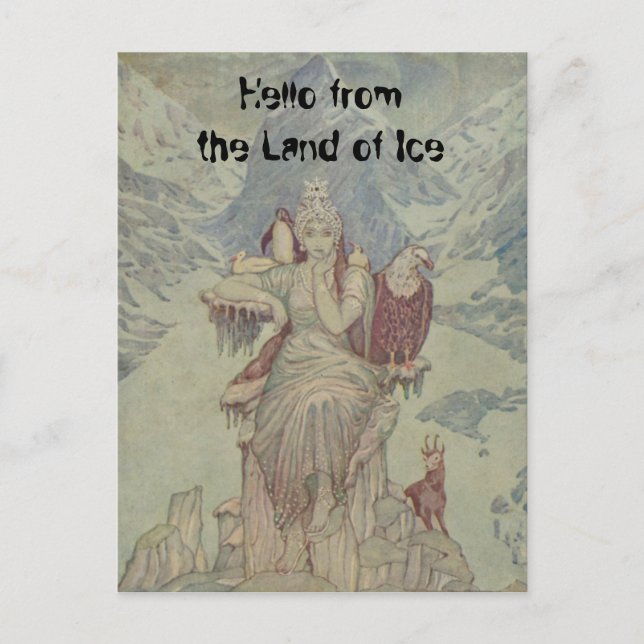 Hallo aus dem Land des Eises; ich bin die Königin Postkarte (Vorderseite)