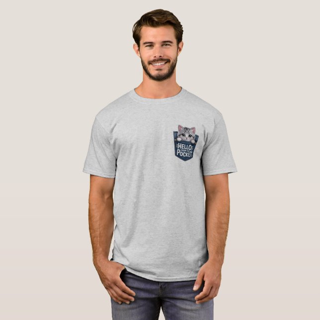 Hallo aus der Tasche - Niedlicher Cat T - Shirt (Vorne ganz)