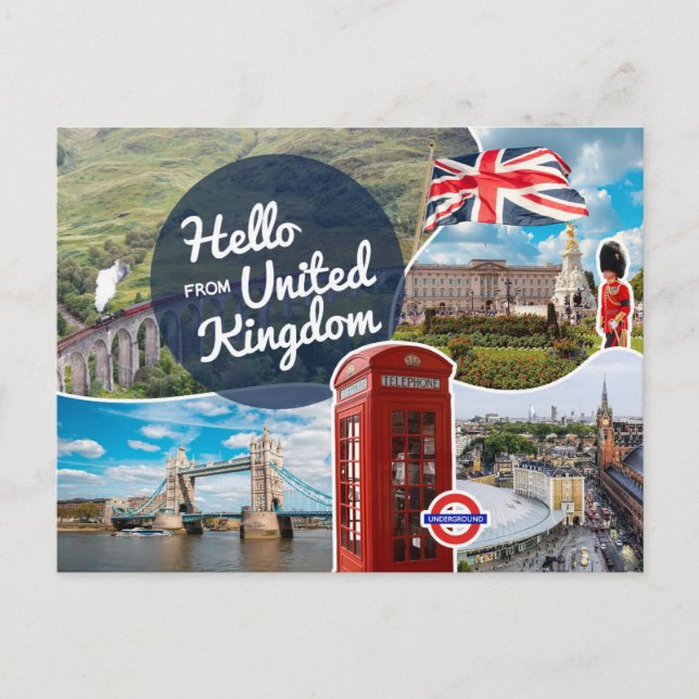 Hallo aus Großbritannien Postkarte (Vorderseite)