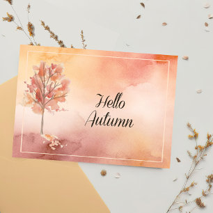Hallo Autumn Aquarellkarte Dankeskarte